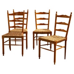 Set of 4 Italian Corded Jute Dining Chairs Circa 1950