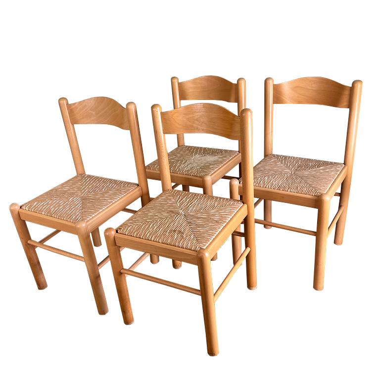 Set di 4 sedie da pranzo con sedile in giunco italiano, metà secolo moderno In condizioni buone in vendita a Oklahoma City, OK