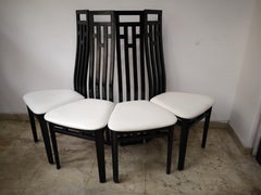 Set of 4 Italian dining chairs by Antonio Sibau - 80s black lacquered beech wood
