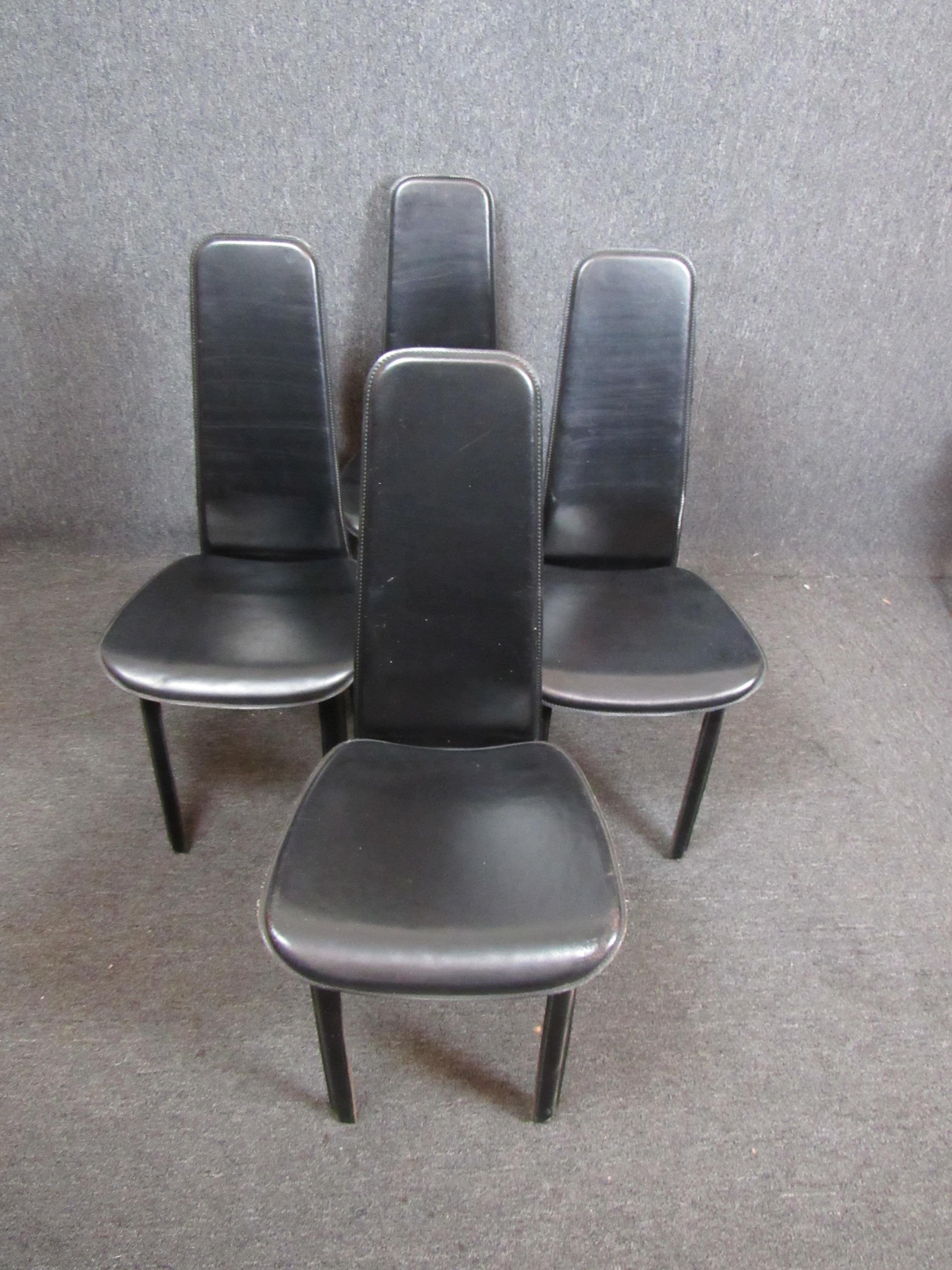 Mid-Century Modern Set of 4 Italian Dining Chairs by Cidue For Sale