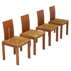 Set of 4 Italian dining chairs in Cherry wood , 1980s