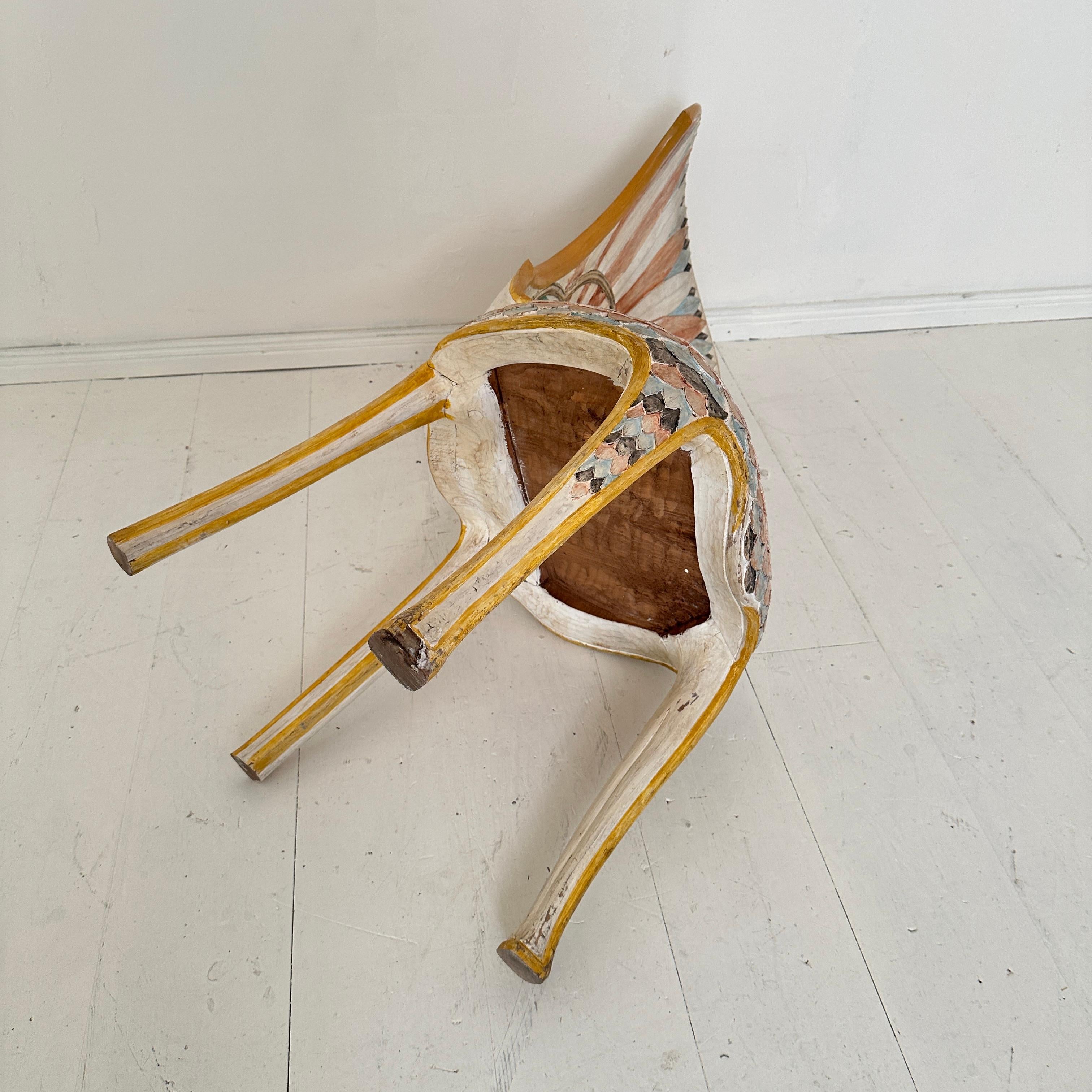 Set of 4 Italian Dining Chairs in the Egyptian Revival, Carved, Painted, 1970s 7