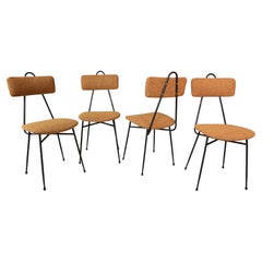 Juego de 4 sillas de comedor italianas recién tapizadas años 50