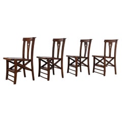 Set of 4 Italian Ecclesiastical Chairs by Caloi, Conegliano Veneto, Early 20th