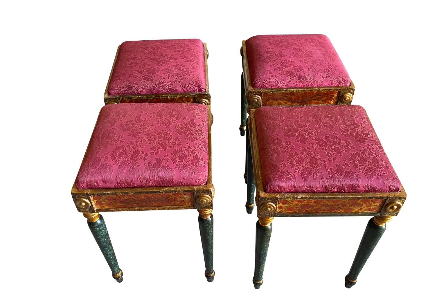 Set of 4 Italian Empire Stools In Good Condition For Sale In Round Top, TX