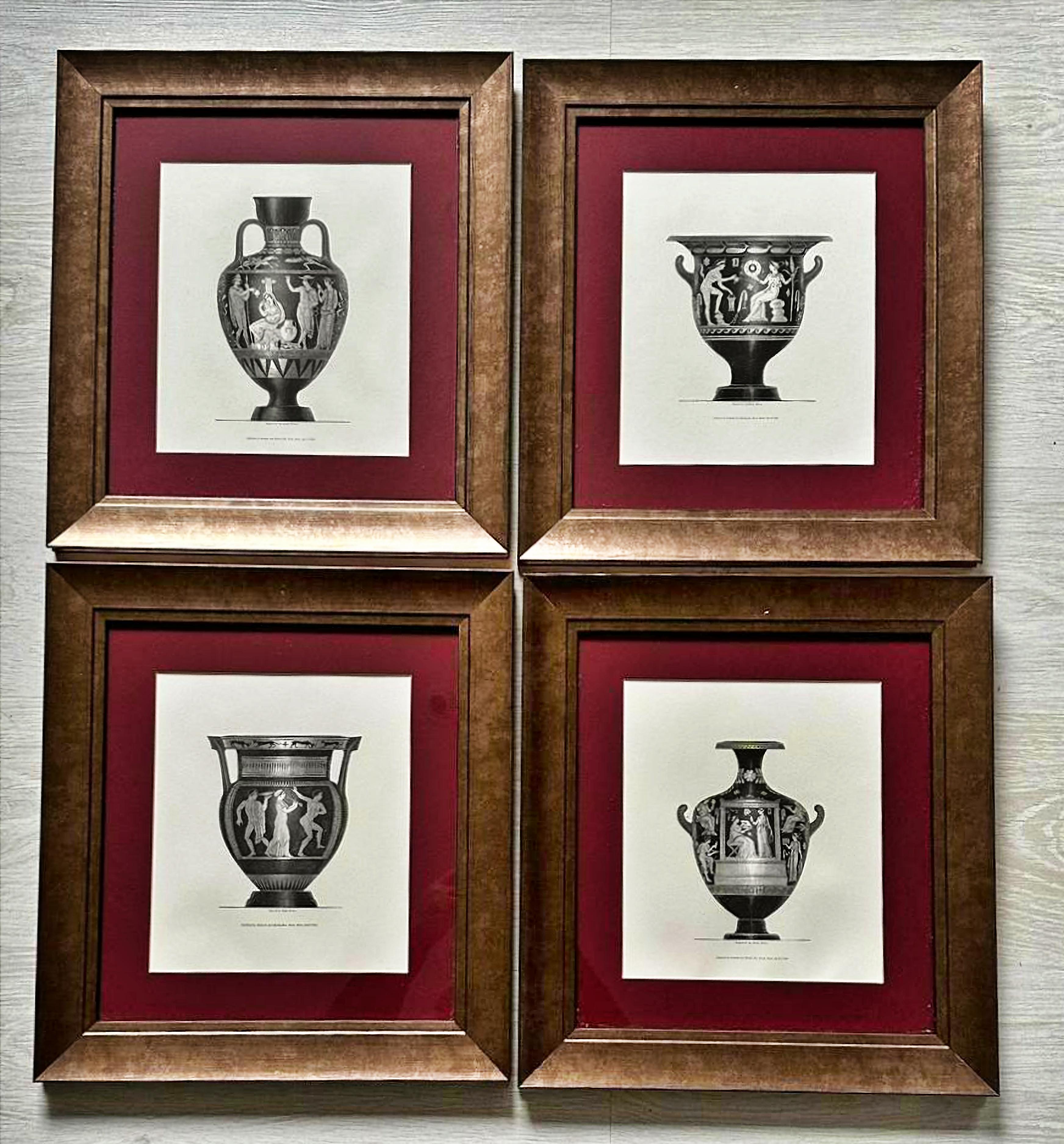 Set of 4 Italian Engravings of 20th Century Greek Vases For Sale 4