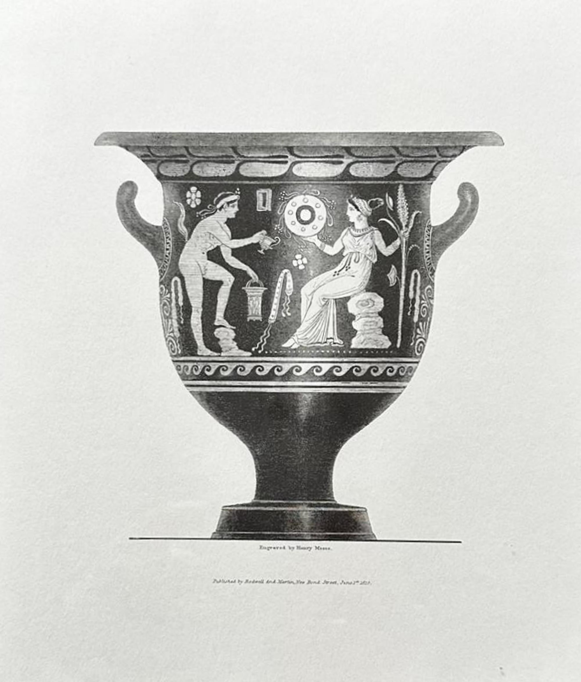 Modern Set of 4 Italian Engravings of 20th Century Greek Vases For Sale