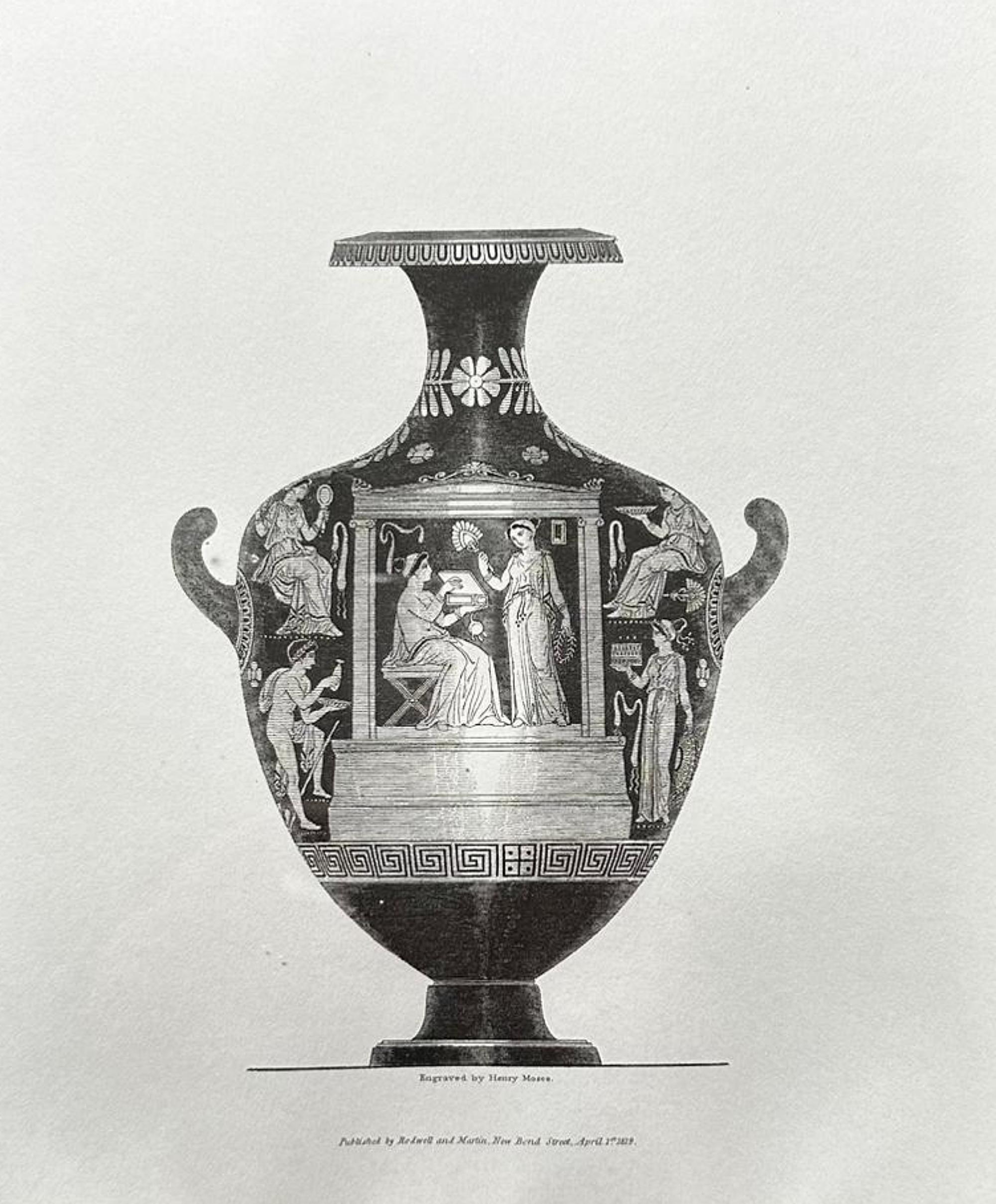 Engraved Set of 4 Italian Engravings of 20th Century Greek Vases For Sale