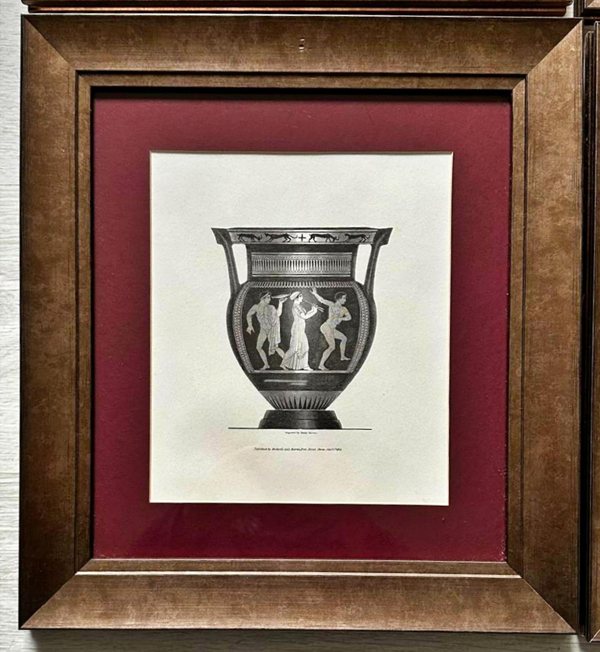 Set of 4 Italian Engravings of 20th Century Greek Vases For Sale 2