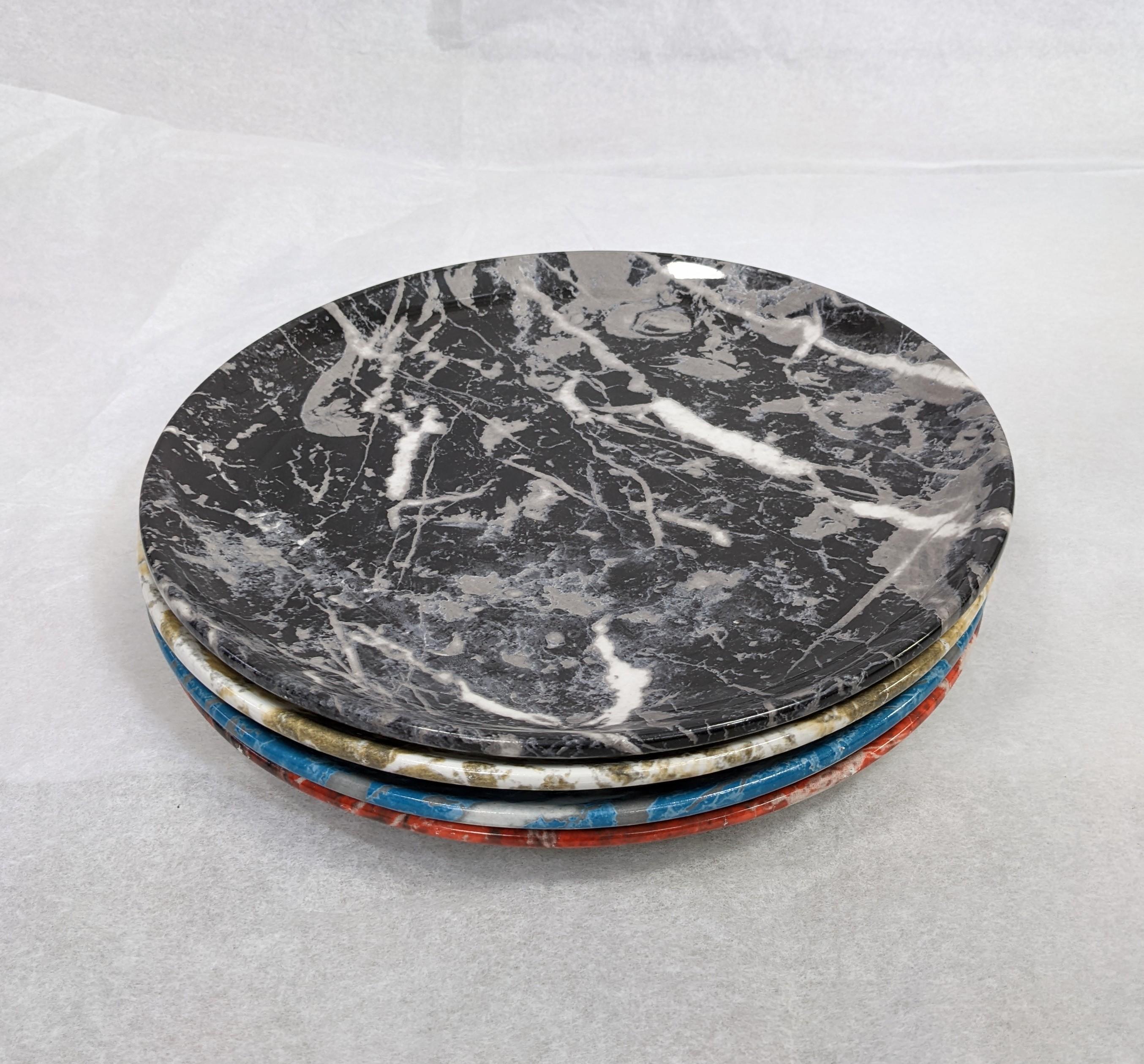 Baroque Set of 4 Italian Faux Marble Plates For Sale