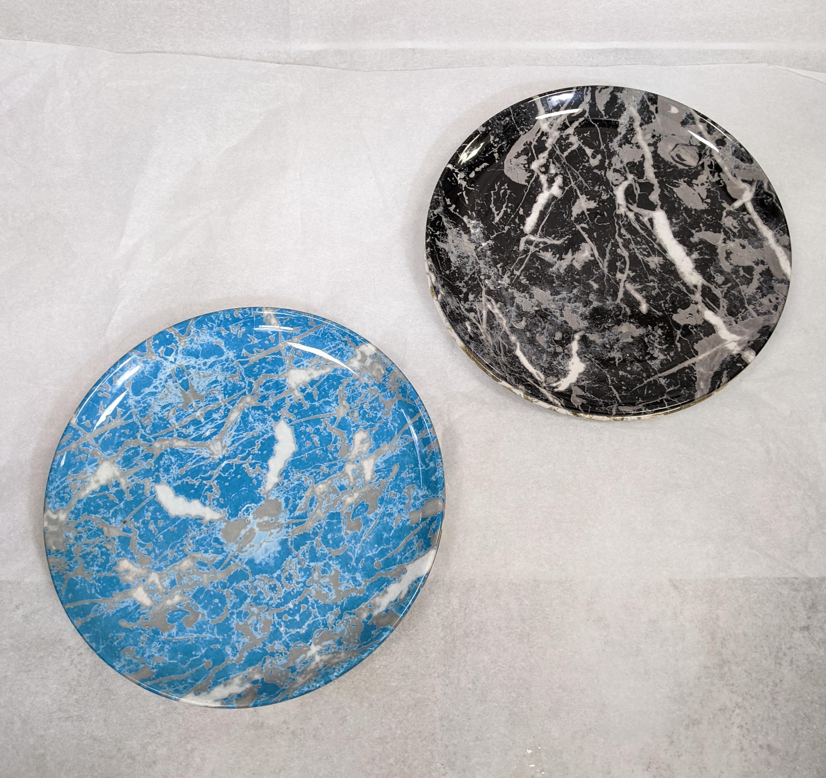 Set of 4 Italian Faux Marble Plates In Good Condition For Sale In Riverdale, NY
