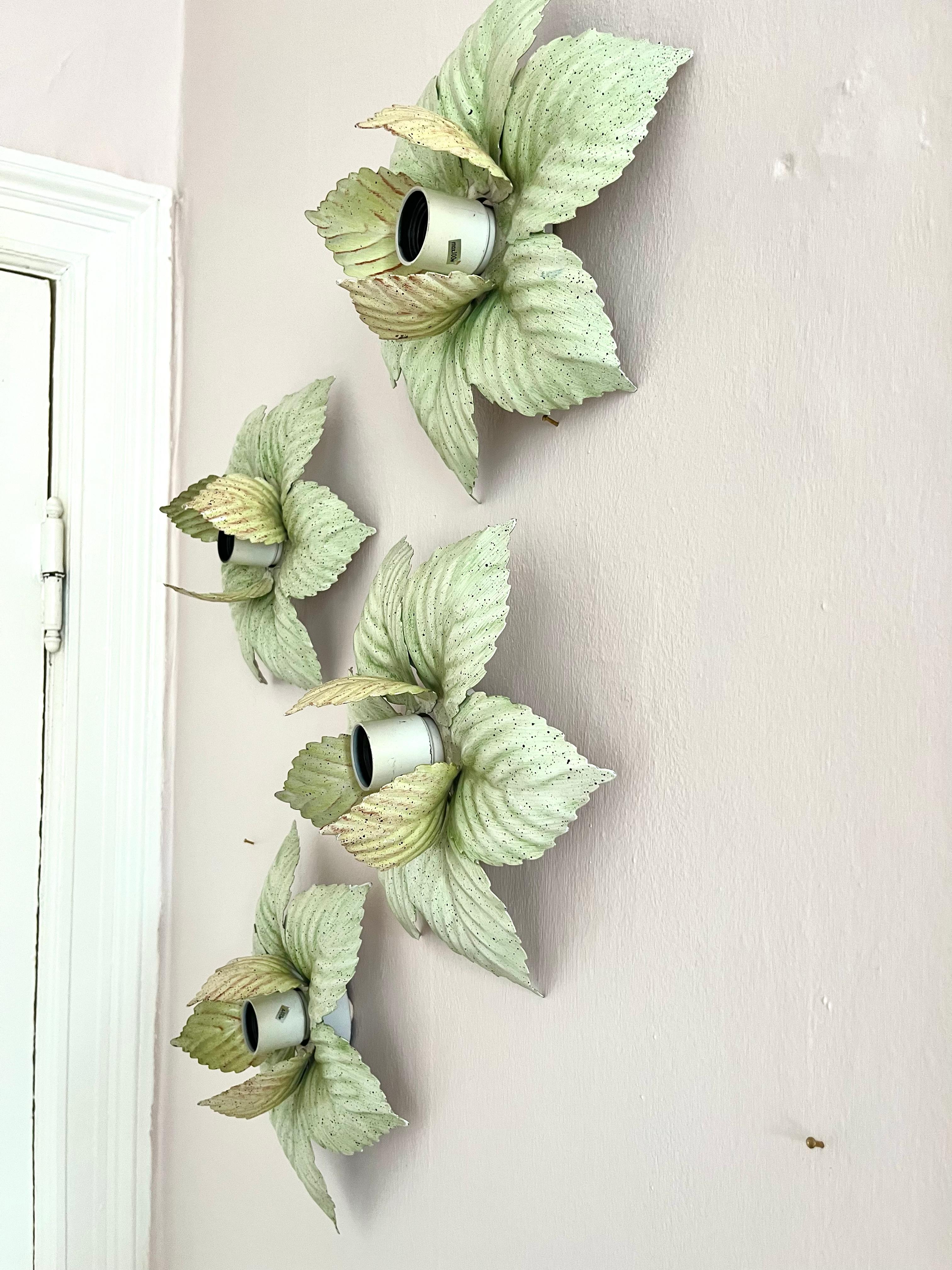 Set of 4 Italian Florentine wall or ceiling sconces For Sale 2