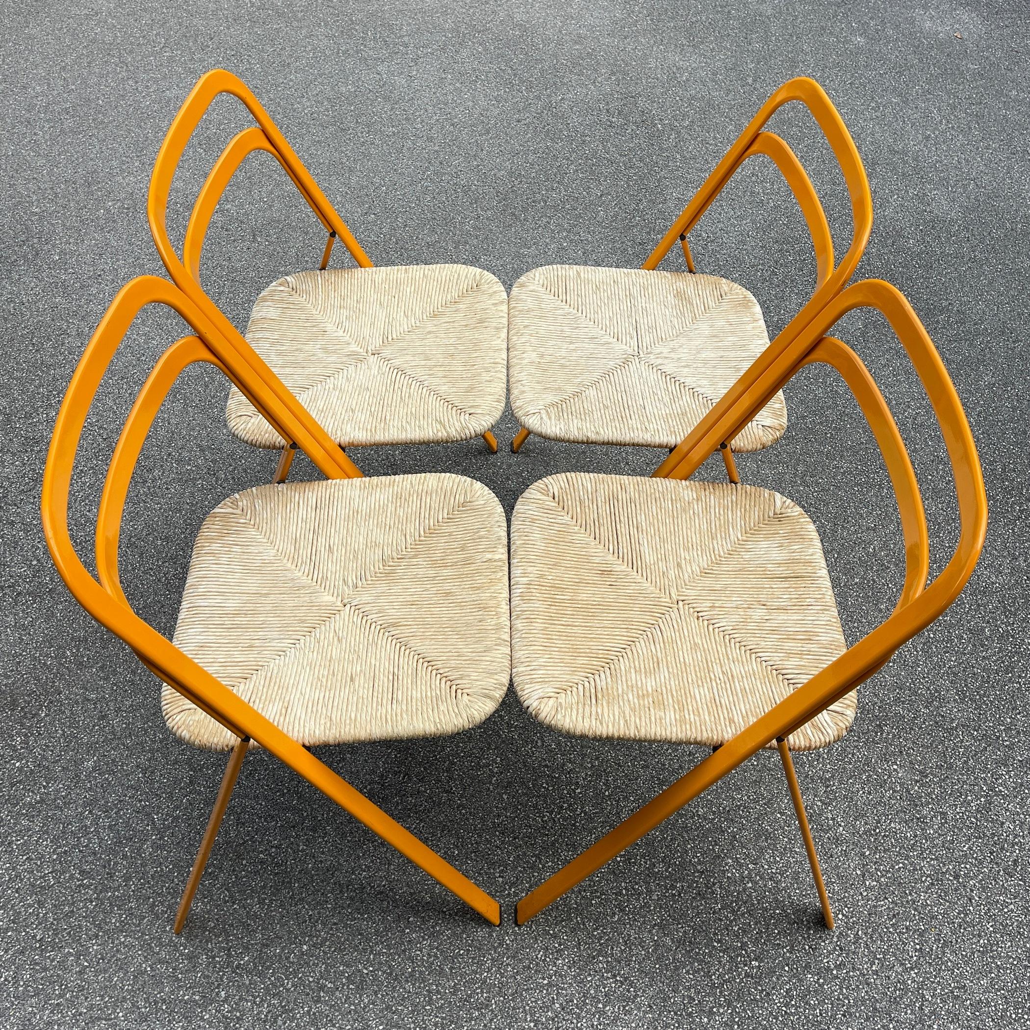 Mid-Century Modern Set of 4 Italian Folding Chairs by Giorgio Cattelan for Cidue, 1970s