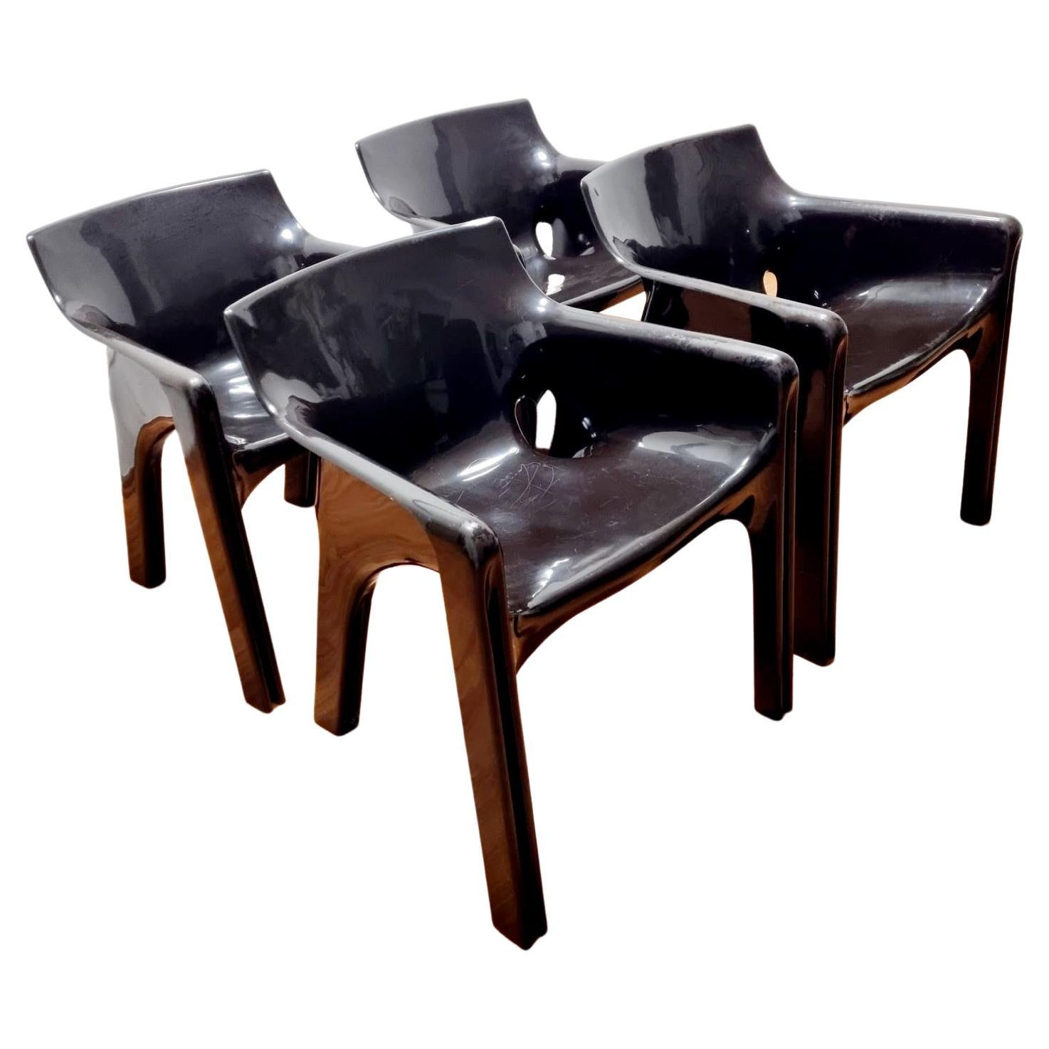 Set of 4 Italian Gaudi Chairs by Vico Magistretti for Artemide, Italy 70s
