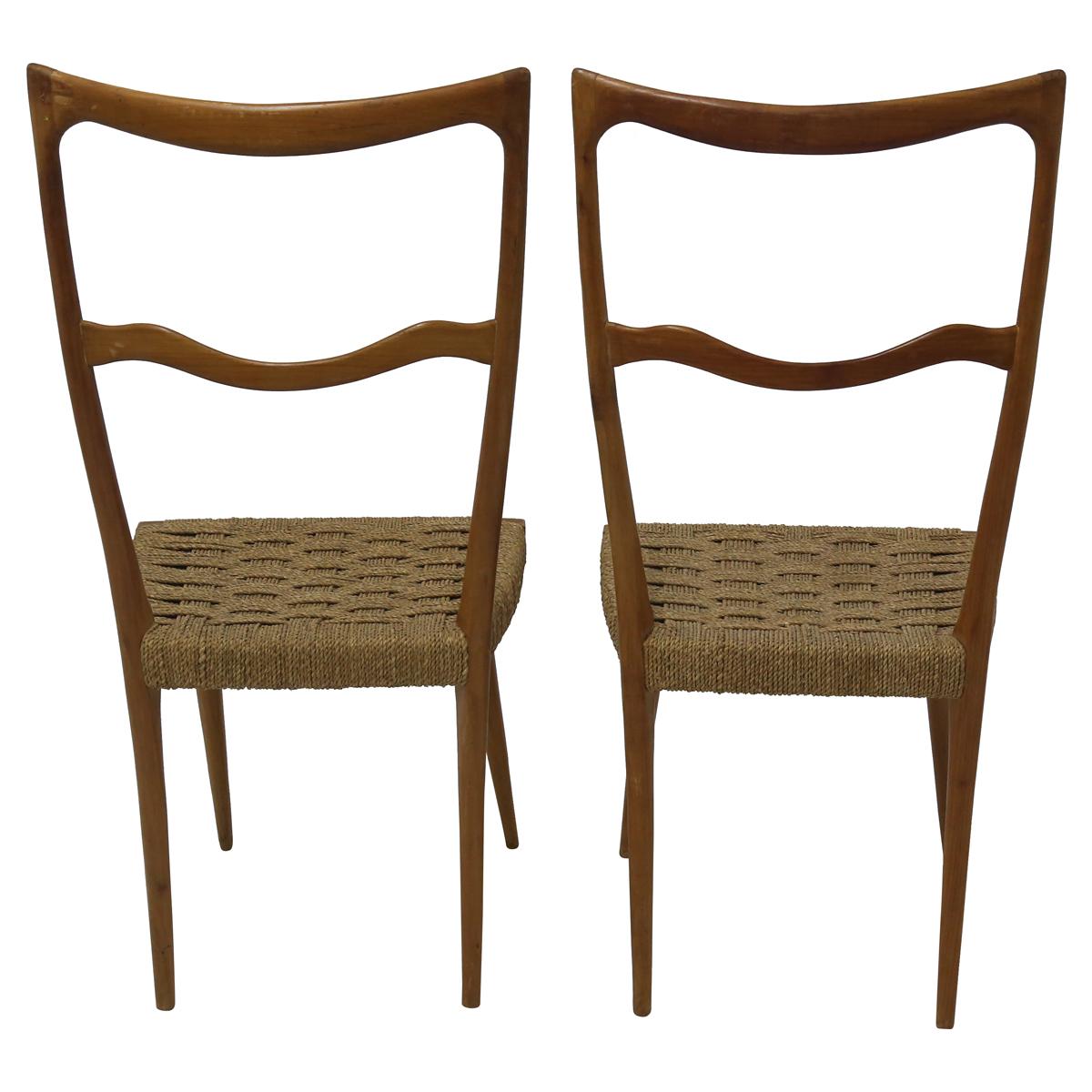 Set of 4 Italian Ladder Back Chairs in the Manner of Gio Ponti In Excellent Condition In New York, NY