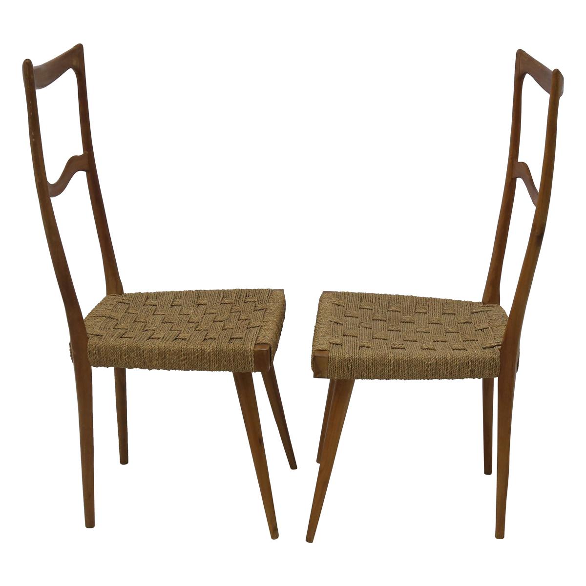 Mid-20th Century Set of 4 Italian Ladder Back Chairs in the Manner of Gio Ponti