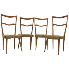 Set of 4 Italian Ladder Back Chairs in the Manner of Gio Ponti