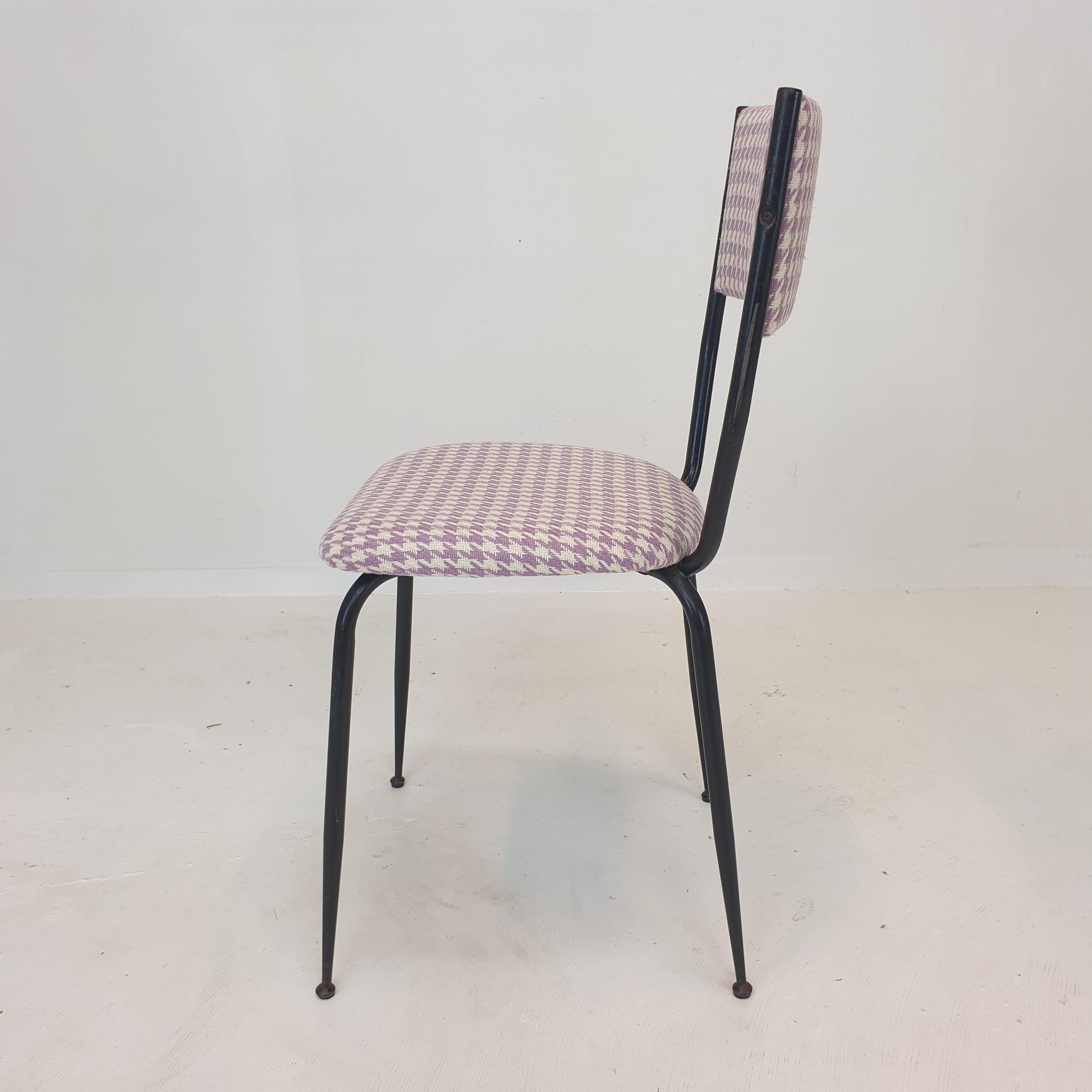Steel Set of 4 Italian Metal Dining Chairs, 1960's For Sale