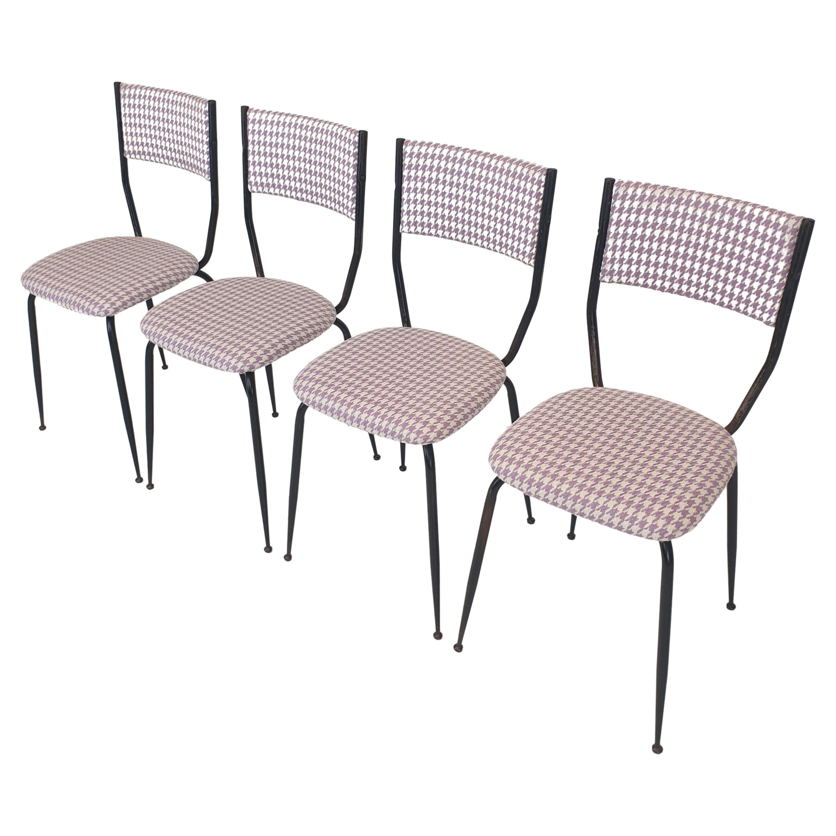 Set of 4 Italian Metal Dining Chairs, 1960's