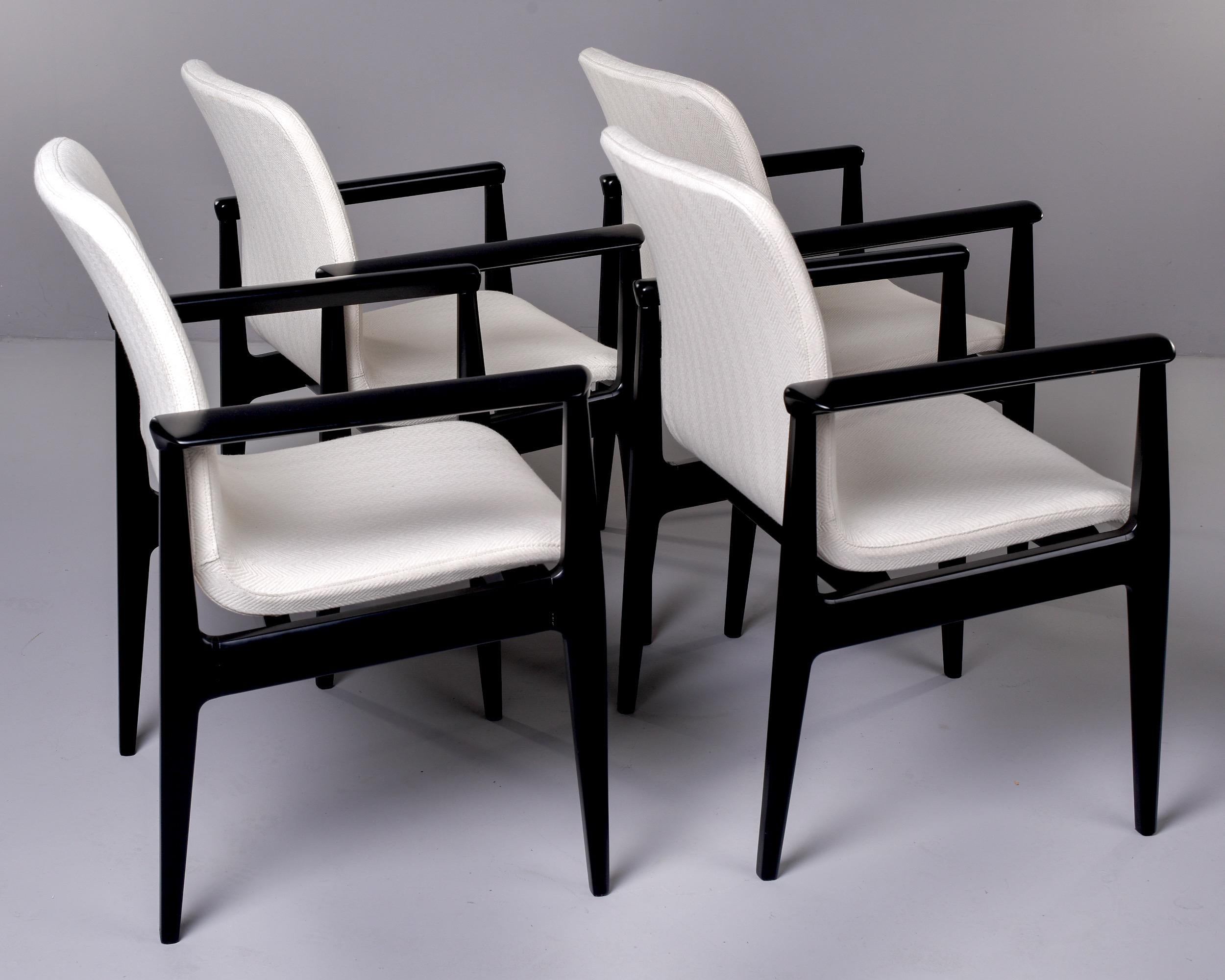 Mid-Century Modern Set of 4 Italian Mid Century Ebonized Armchairs