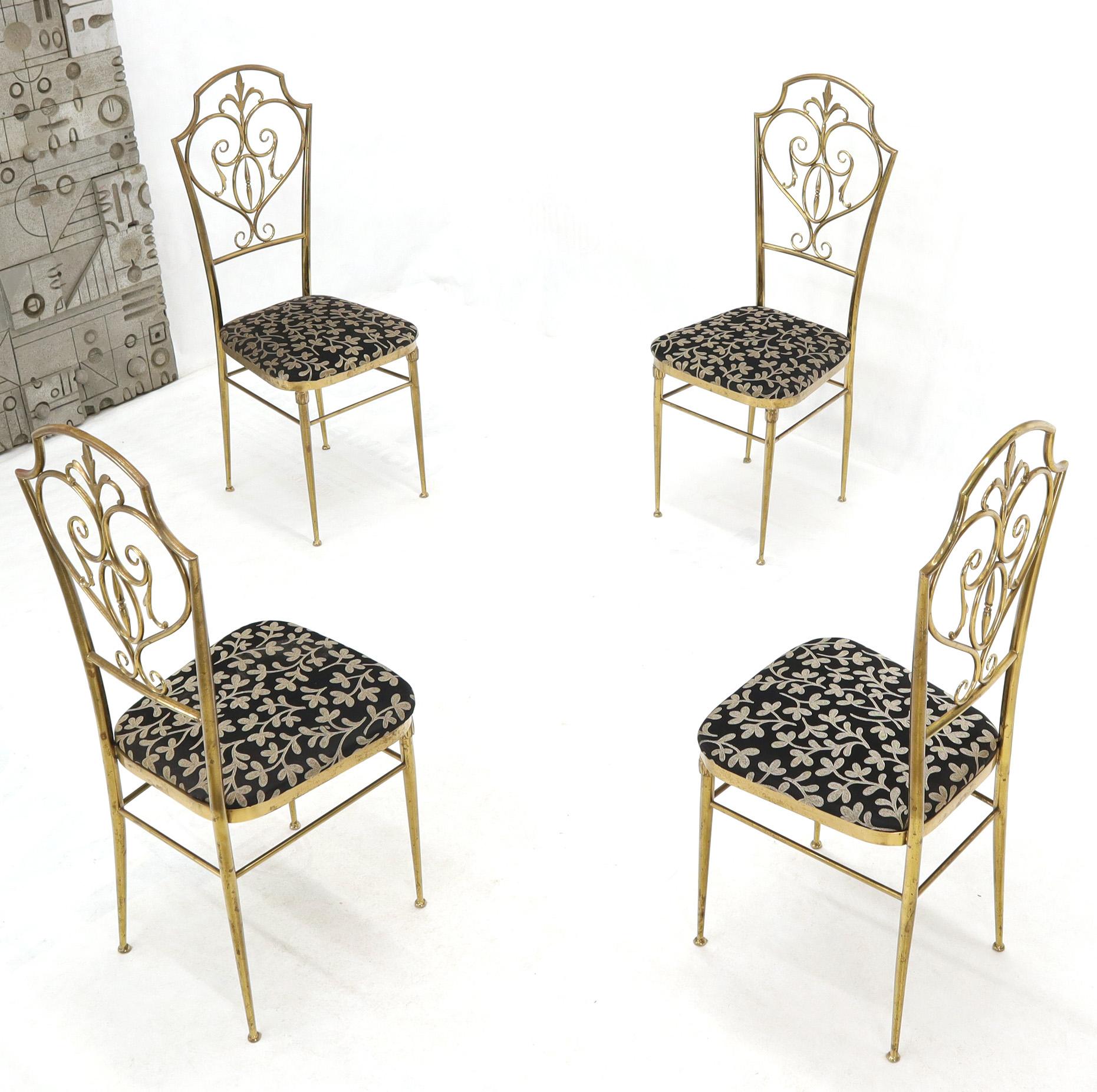 20th Century Set of 4 Italian Mid-Century Modern Chiavari Brass Chairs For Sale