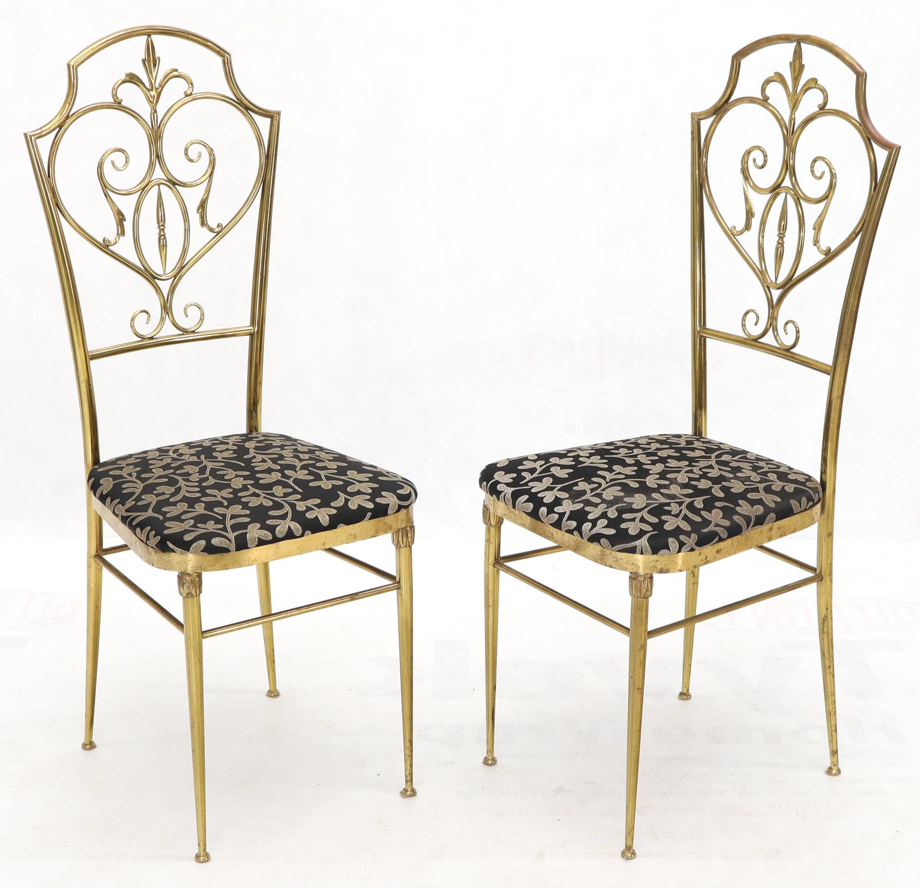 Set of 4 Italian Mid-Century Modern Chiavari Brass Chairs For Sale 1
