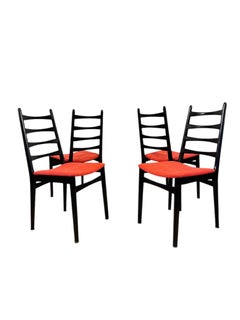 Set of 4 Italian Mid-Century Modern Ladder-Back Dining Chairs