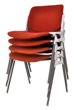 Set of 4 Italian Mid-Century Modern Stacking Chairs, Giancarlo Piretti, Castelli