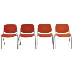 Set of 4 Italian Mid-Century Modern Stacking Chairs, Giancarlo Piretti, Castelli