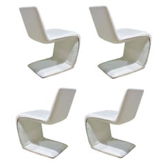 Set of 4 Italian Mid Century Z Dining Chairs