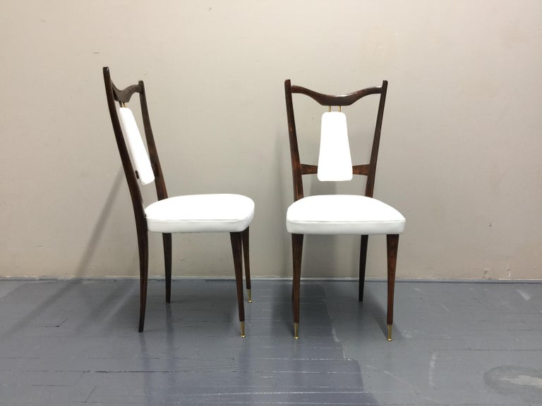 Set of 4 Italian Midcentury Dining Chairs White Leather ...