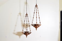 Italian, Milanese, Etruscan Revival Carved Wood Vessels/Lanterns (2 Available)
