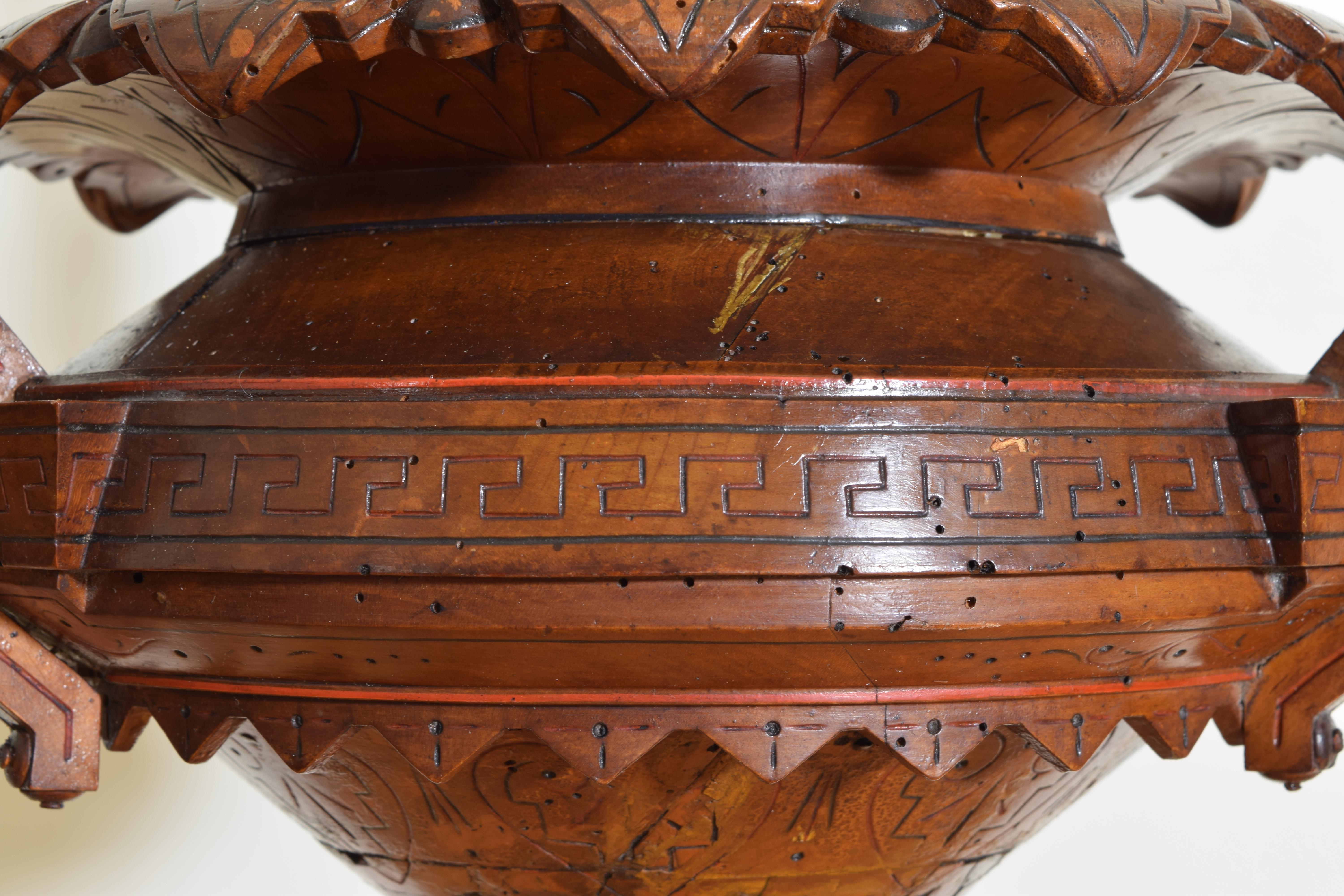 Italian, Milanese, Etruscan Revival Carved Wood Vessels/Lanterns (2 Available) For Sale 2