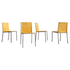 Ensemble de 4 chaises italiennes minimalistes et modernistes en cuir par Calligaris, Italie, années 1990