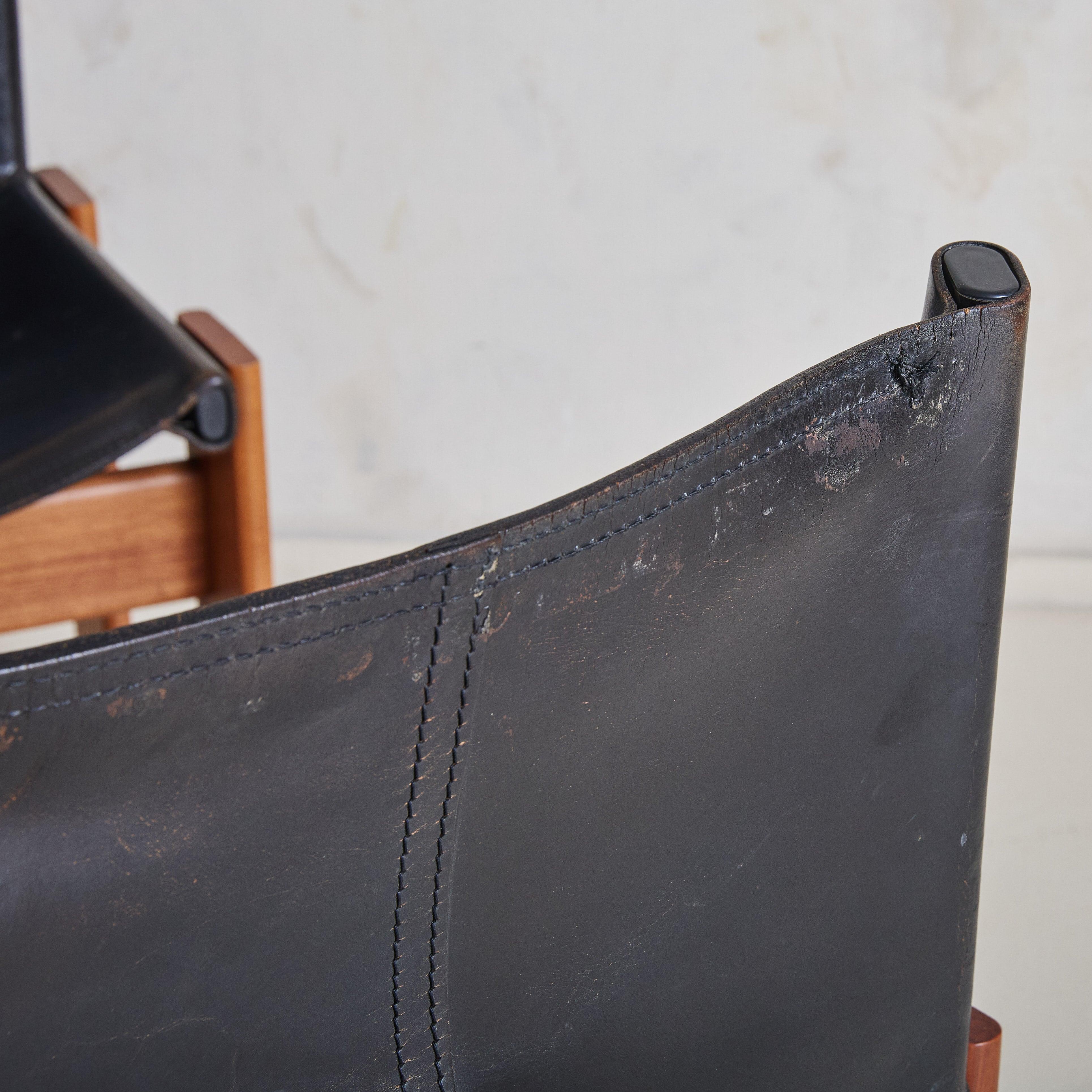 Set of 4 Italian 'Monk' Chairs in Black Leather by Afra & Tobia Scarpa, 1974 For Sale 2