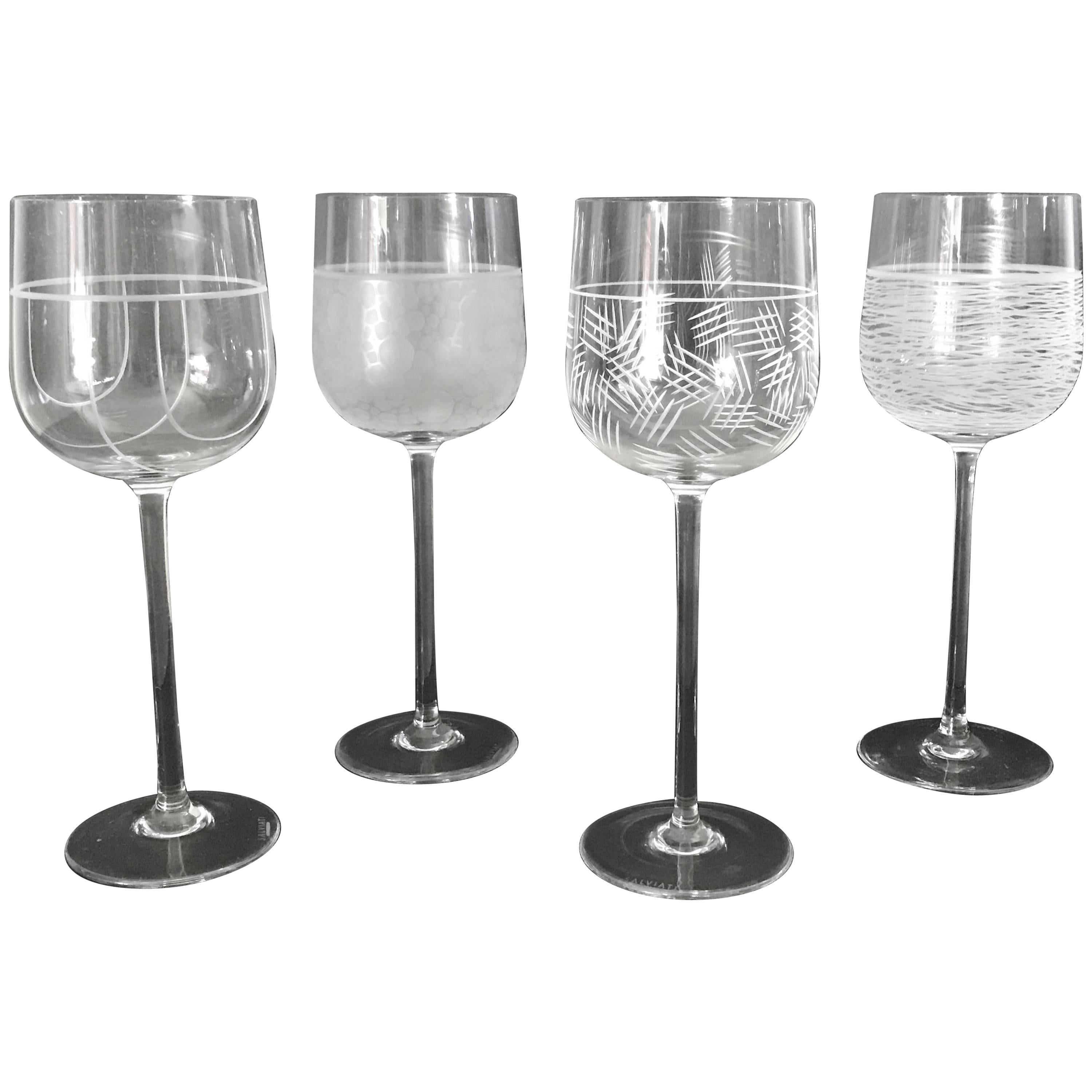 Set of 4 Italian Murano Wine Glasses by Salviati FINAL CLEARANCE SALE