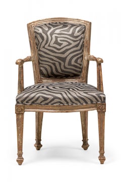 Italian Neo-Classic Armchairs, Silver Giltwood, 18th Century Set