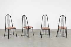Set of 4 Italian Post-Modern Black Lacquered High Back Dining Chairs, 1970s–1980