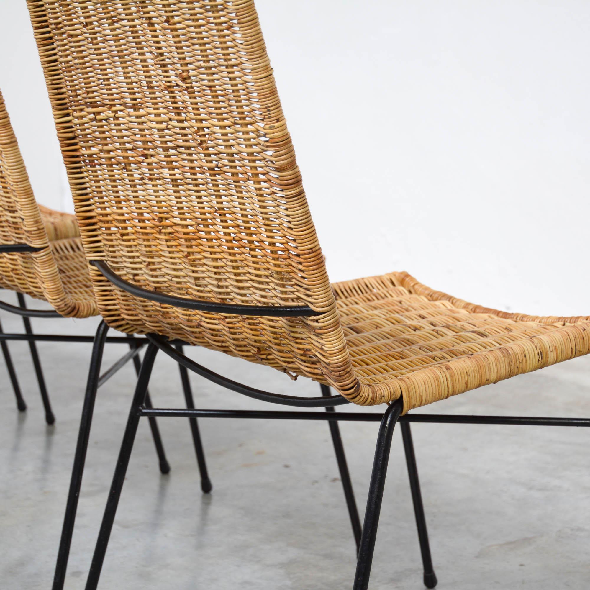 Set of 4 Italian Wicker Dining Chairs at 1stDibs