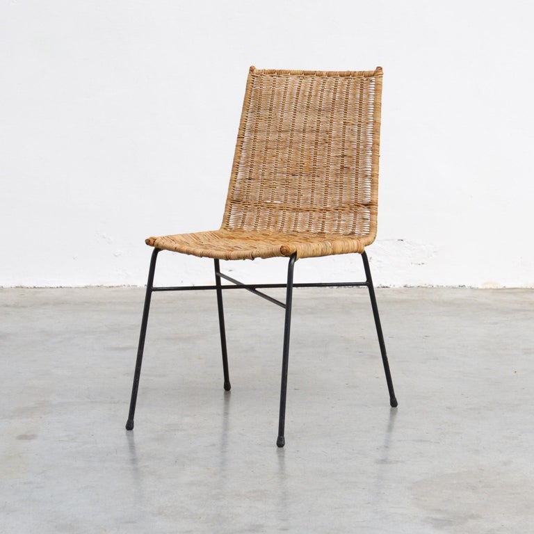 Mid Century Woven Dining Chair / Crate And Barrel Taj Leather Strap