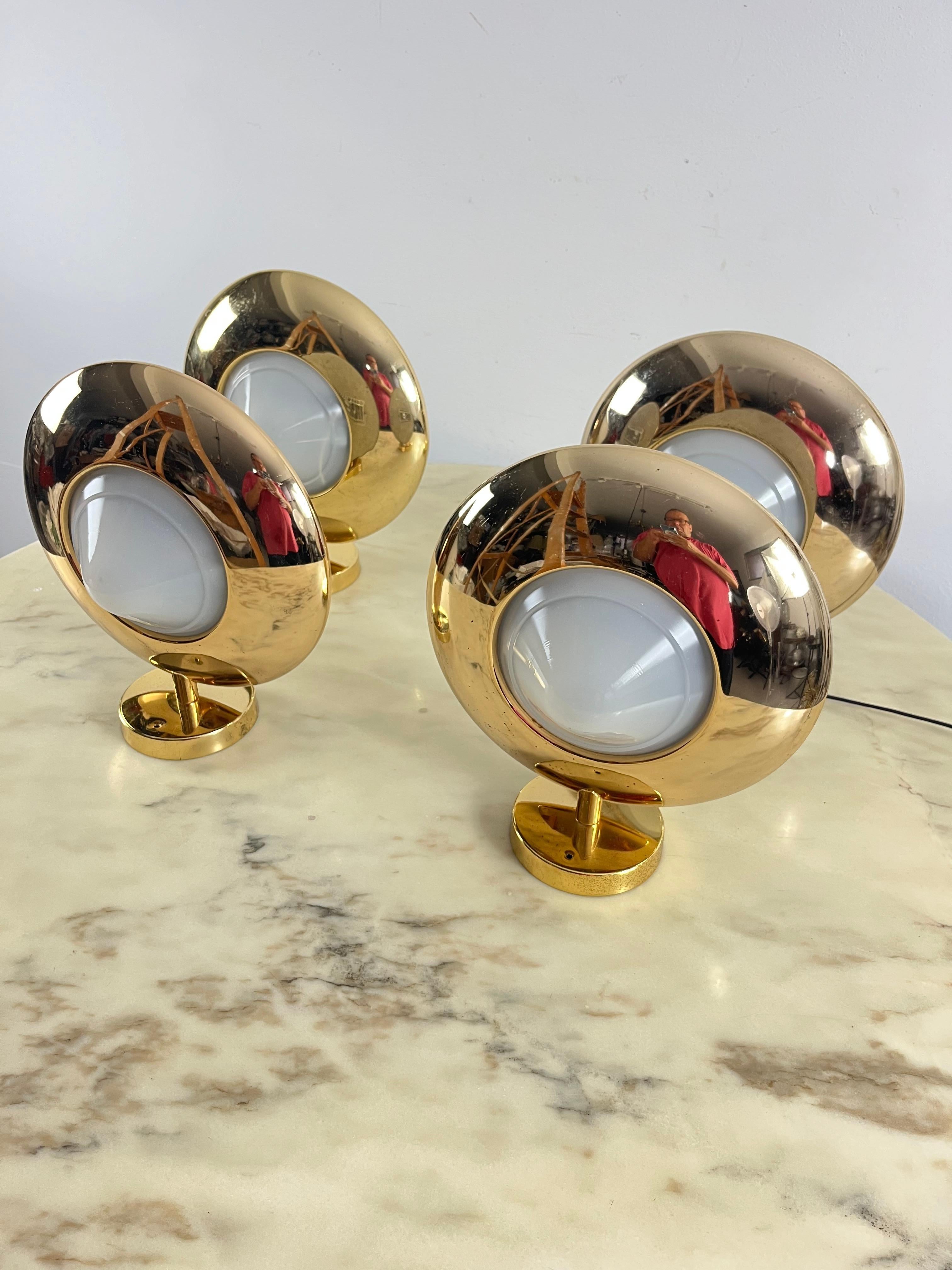 Ensemble de 4 lampes murales halogènes de style Régence italienne, années 1970 en vente 3