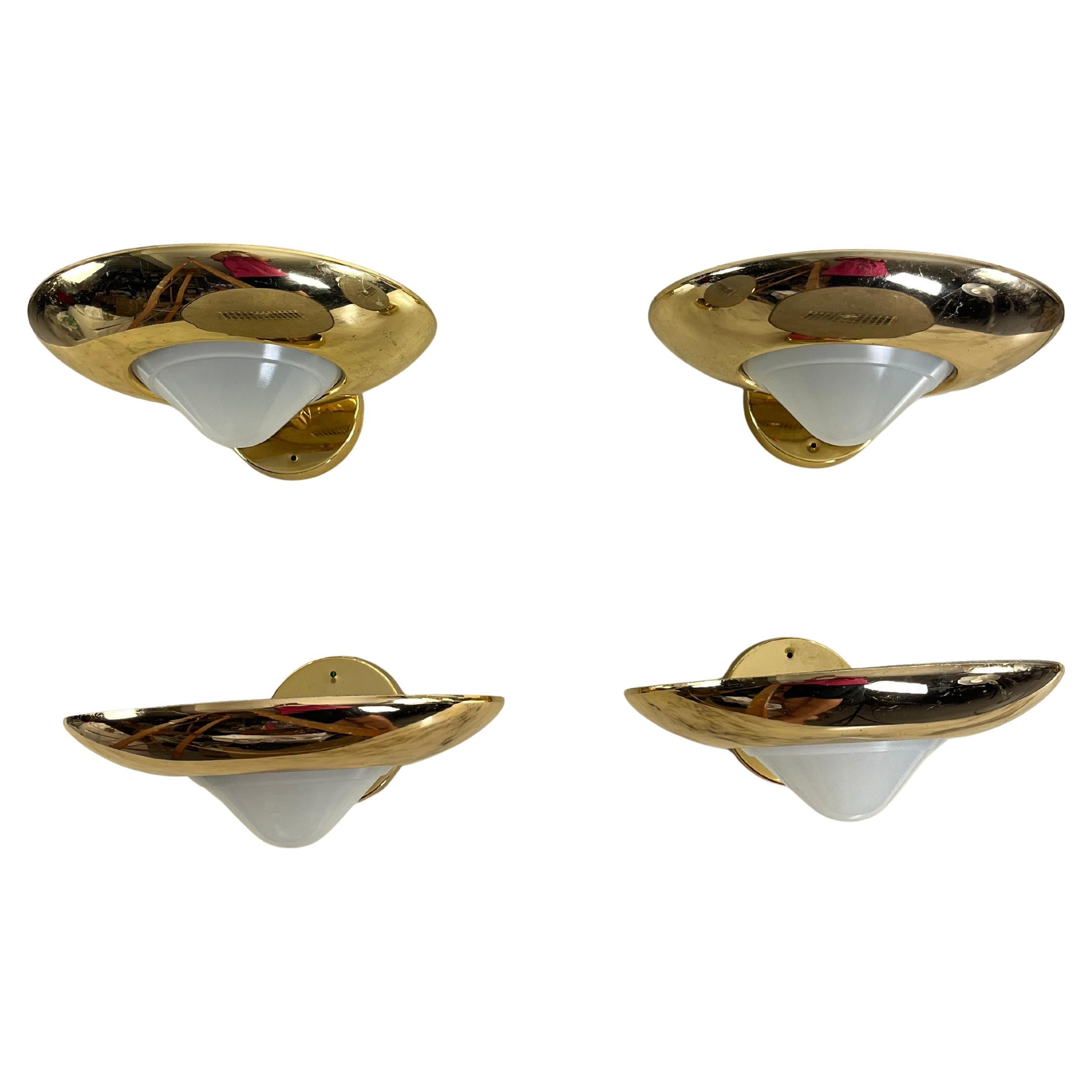 Set Of 4 Italian Regency Style Halogen Wall Lamps, 1970s