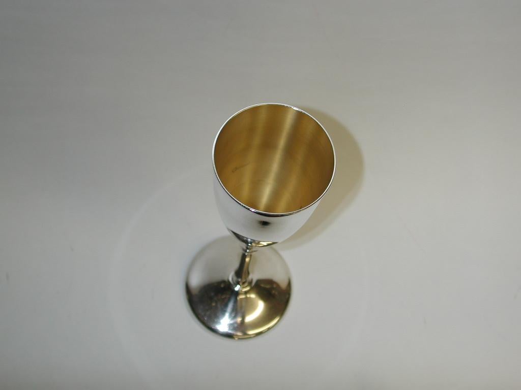 Modern Set of 4 Italian Silver Champagne Flutes, Dated Circa 1960
