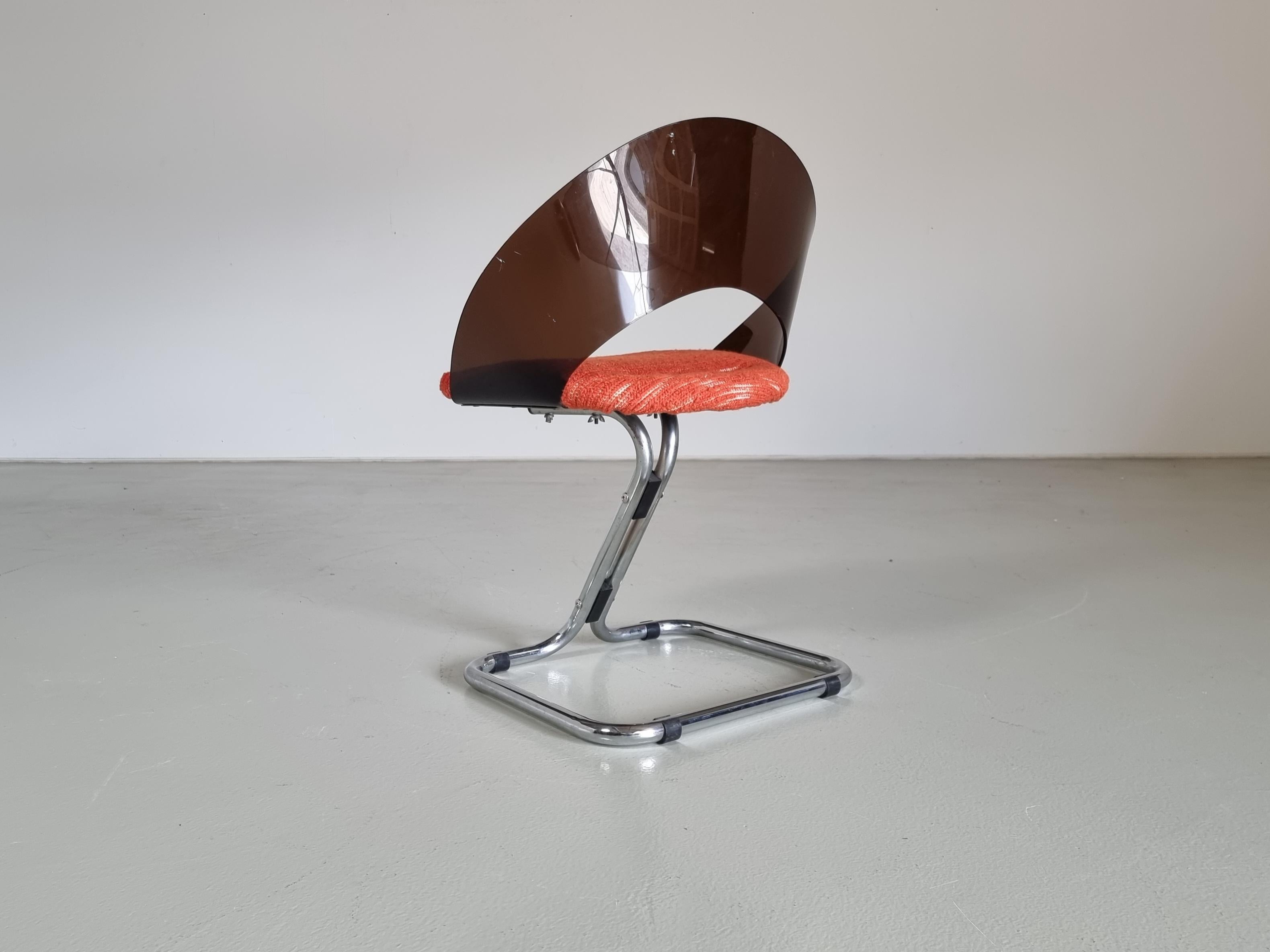 Set of 4 Italian Spage Age Plexiglass Dining Chairs, 1970s For Sale 6