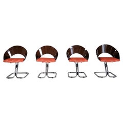 Set of 4 Italian Spage Age Plexiglass Dining Chairs, 1970s