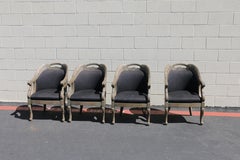 Set of 4 Italian Style Carved Wood Armchairs, 1990s