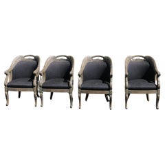 Set of 4 Italian Style Carved Wood Armchairs, 1990s