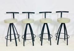 4er-Set italienischer Barhocker von NAOS mit Ledersitzen, Made in Italy