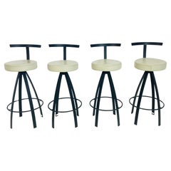 4er-Set italienischer Barhocker von NAOS mit Ledersitzen, Made in Italy