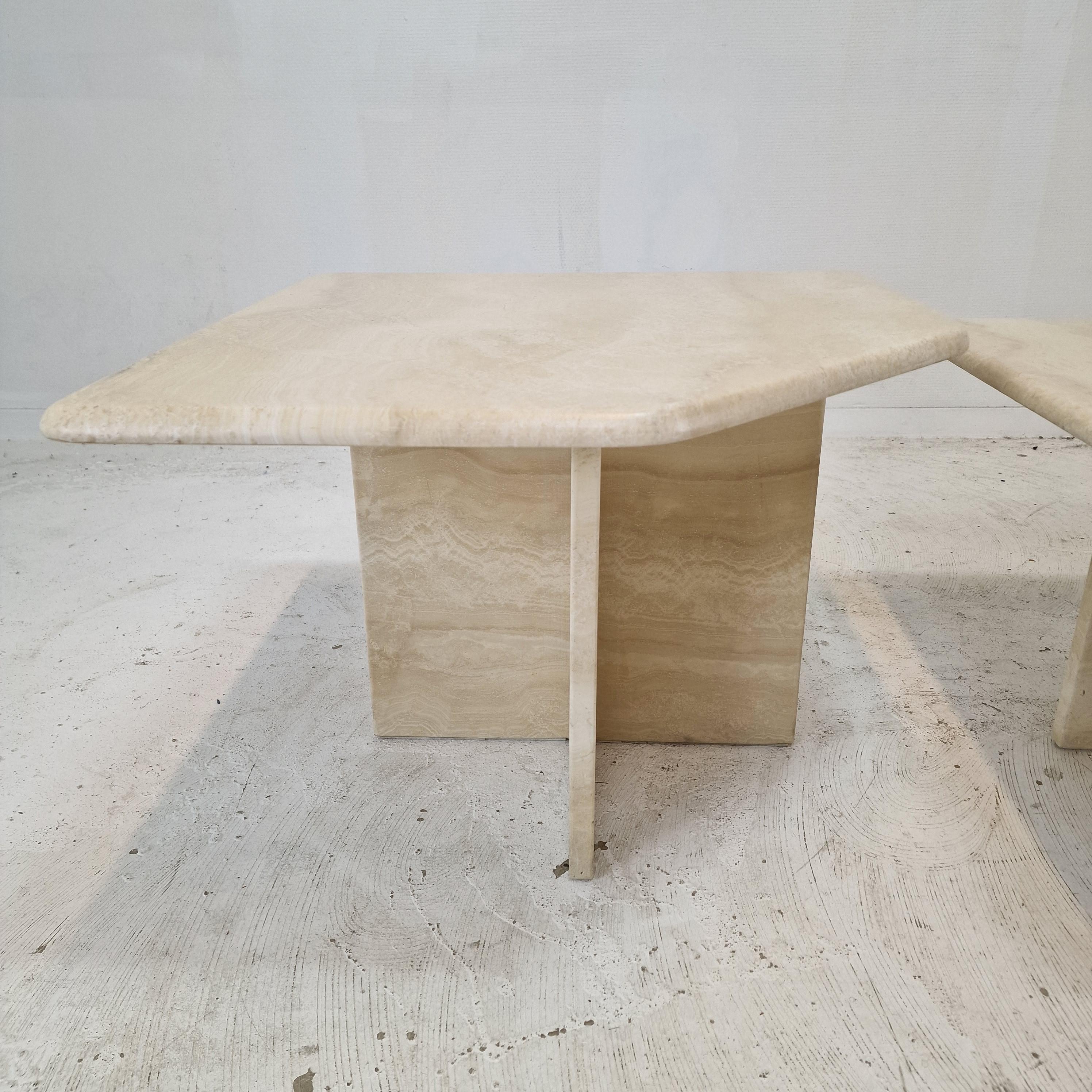 Set of 4 Italian Travertine Coffee or Side Tables, 1990s 4